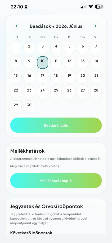 SúlyPont beadási naptár és mellékhatás napló